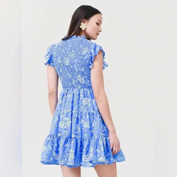 165 J. Marie Women's The Alexandra Ruched Dress Size XS Color Blue White - Picture 2 of 7